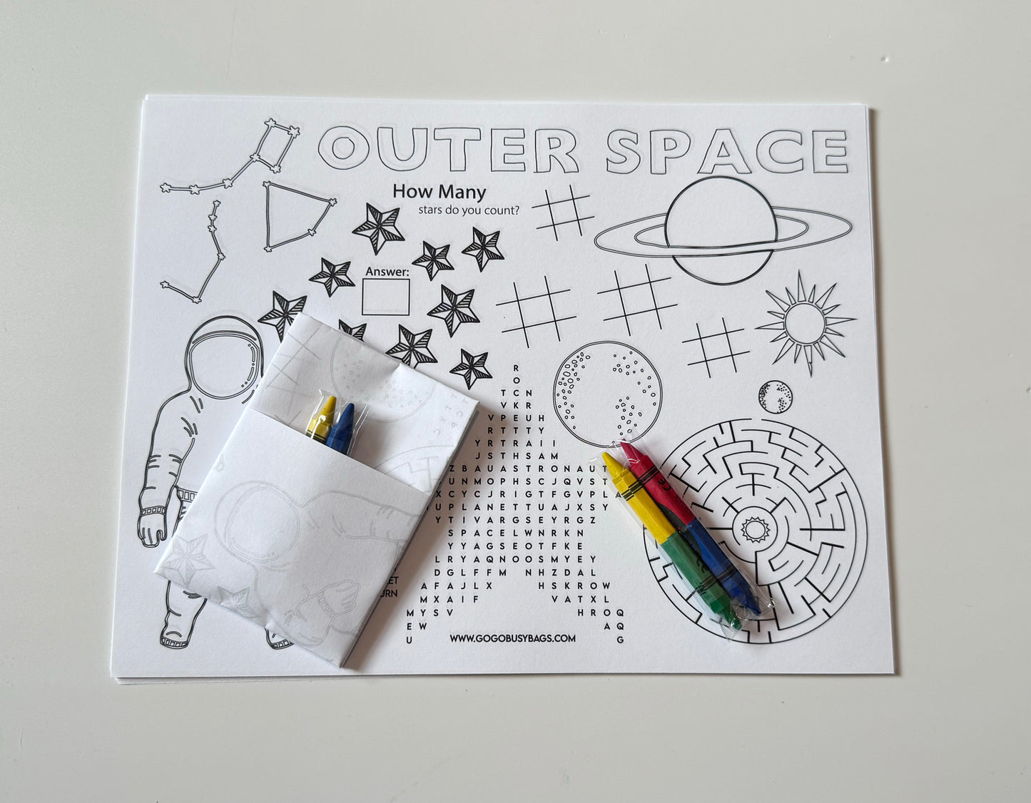 Outer Space - Activity Sheet w/ Crayons